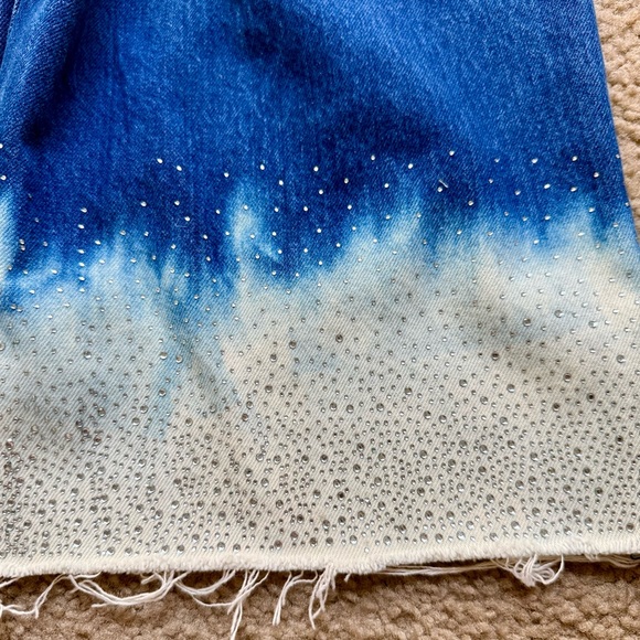 Rolla’s Upcycled Rhinestone Star Denim Bermuda Shorts Festival Boho Sparkle S - Picture 13 of 14